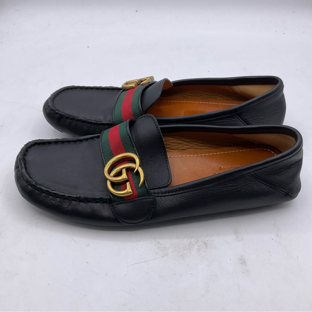 Gucci GG Marmont/Shelly Line/Double G Web Leather Loafers 454638 Size 5 - Picture 6 of 16